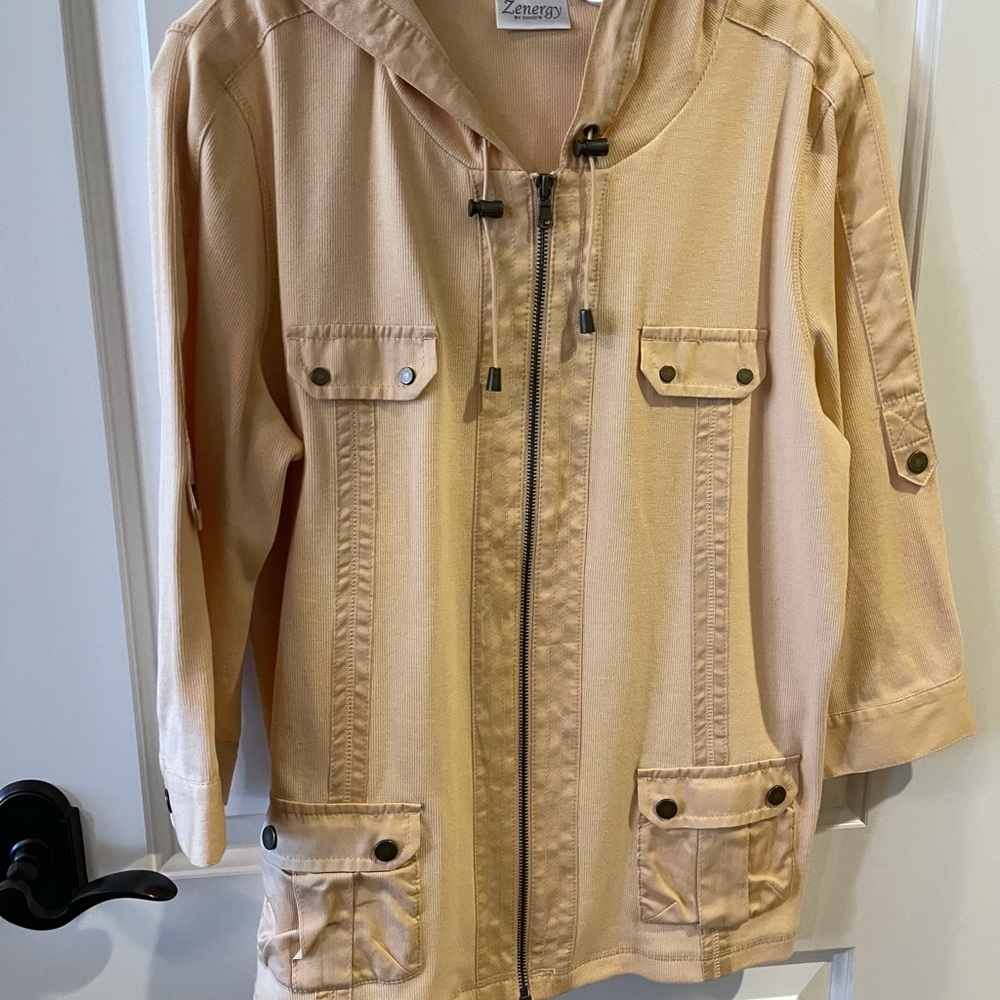 Chico’s Znergy Hooded Jacket Size 2 (L) Yellow - Picture 1 of 3